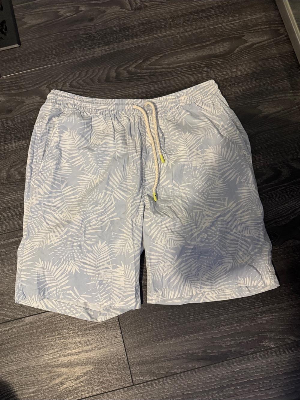 Margaritaville Pale Blue Palm-Leaf Swim Trunks